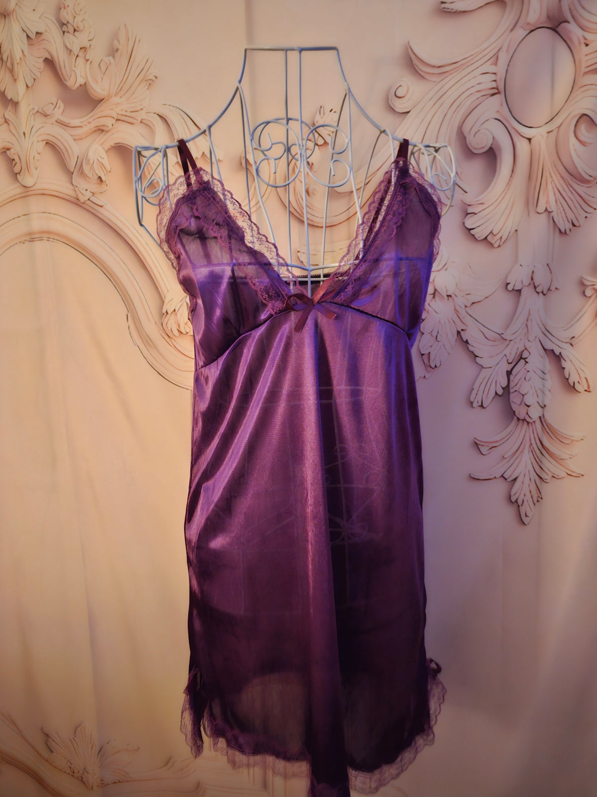 Ladies Purple Satin Negligee