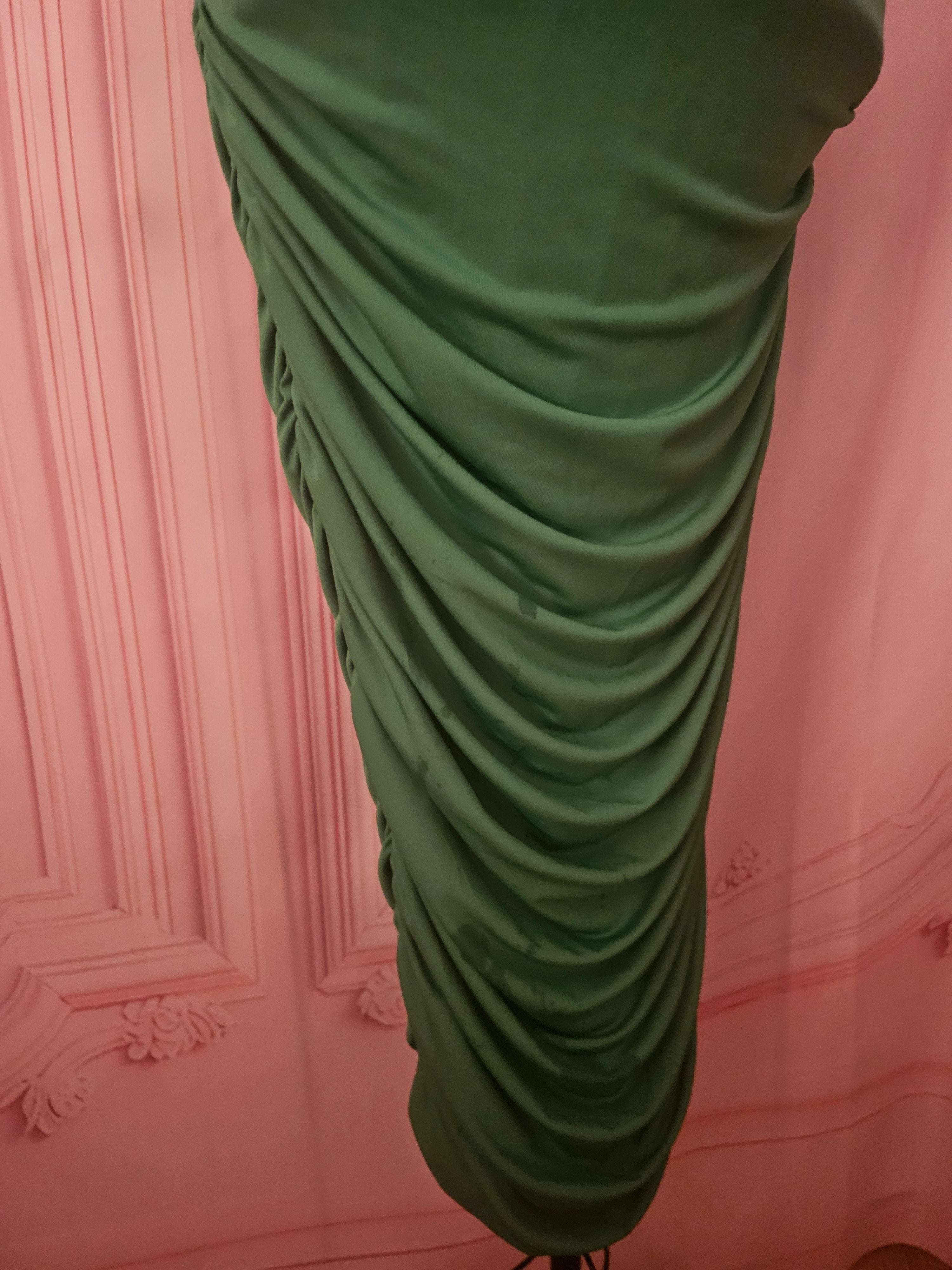 AX Paris Emerald Green Strappy Gown with Ruffle Back — Size 10