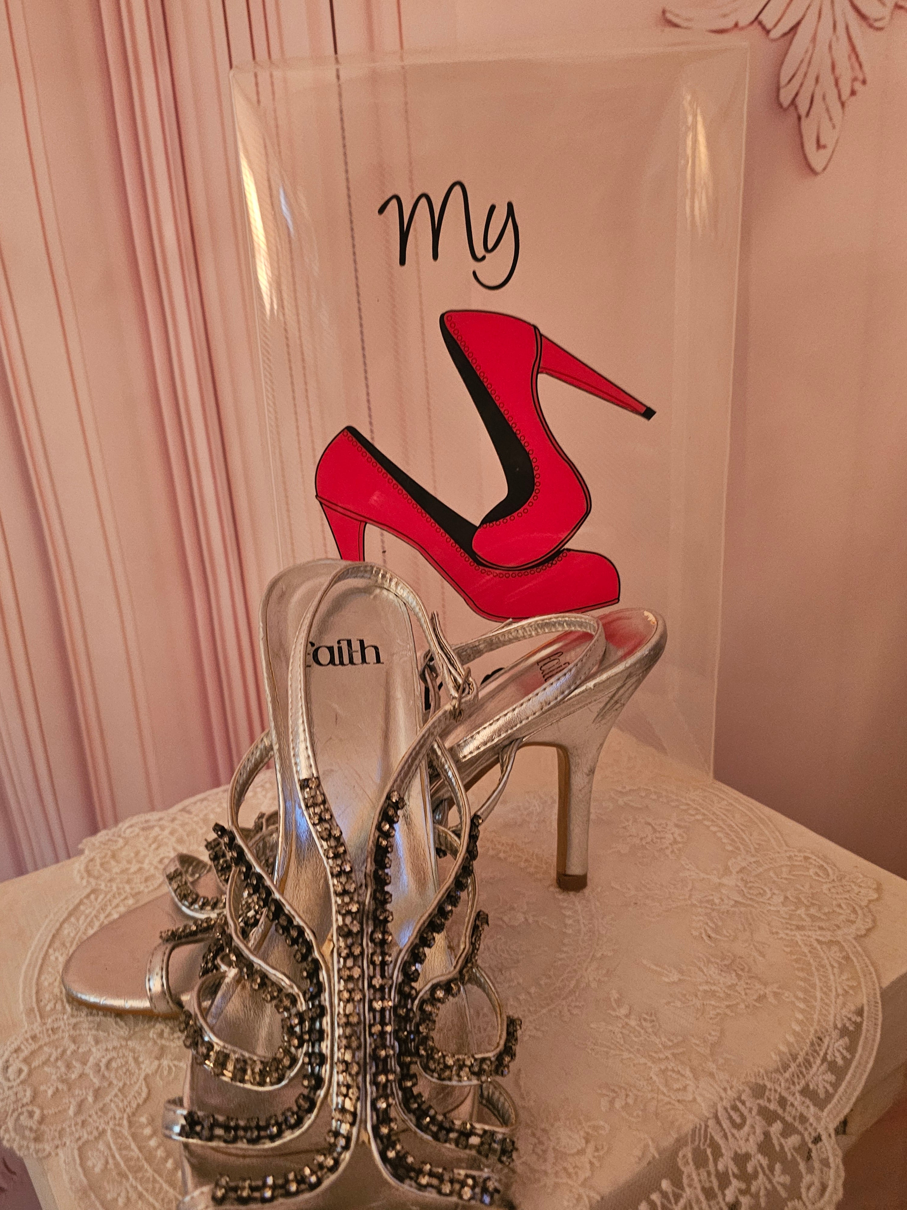 Ladies Silver Faith Glitzy Heels