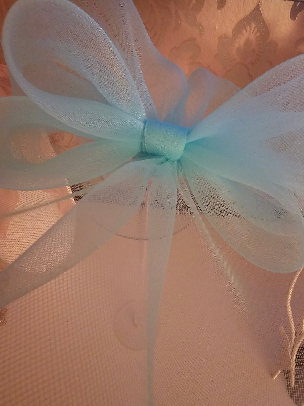 Stunning Aqua Blue Giant Bow Fascinator — Wedding & Races